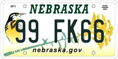 NE license plate 99FK66