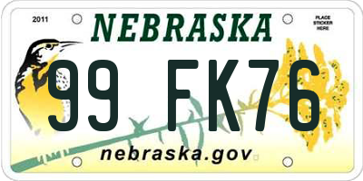 NE license plate 99FK76