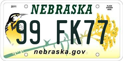 NE license plate 99FK77