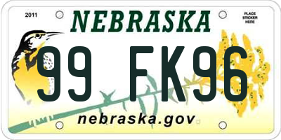 NE license plate 99FK96