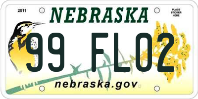 NE license plate 99FL02