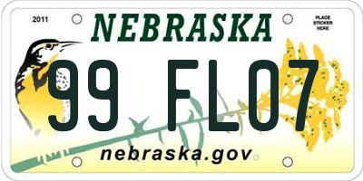 NE license plate 99FL07