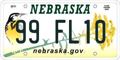 NE license plate 99FL10