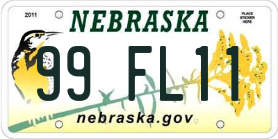 NE license plate 99FL11