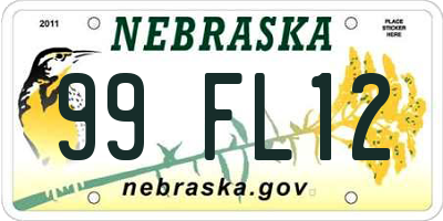 NE license plate 99FL12