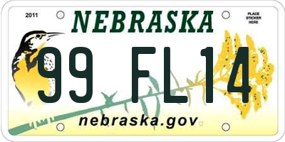 NE license plate 99FL14