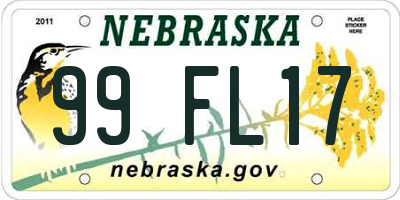 NE license plate 99FL17