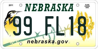 NE license plate 99FL18