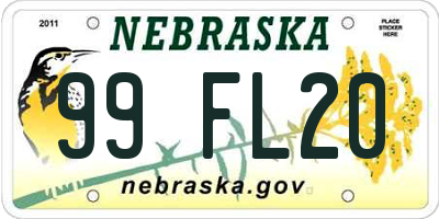 NE license plate 99FL20