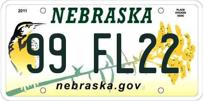 NE license plate 99FL22