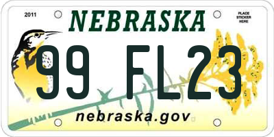 NE license plate 99FL23