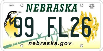 NE license plate 99FL26