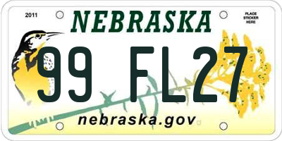 NE license plate 99FL27