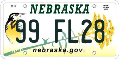 NE license plate 99FL28