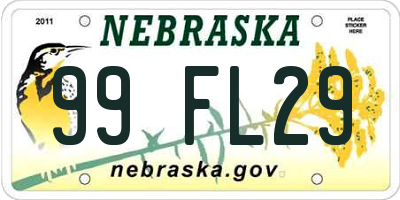 NE license plate 99FL29