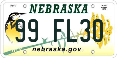 NE license plate 99FL30