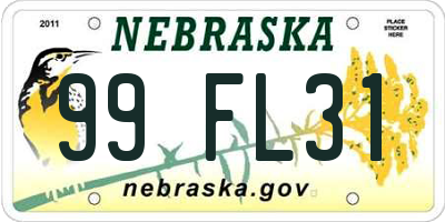 NE license plate 99FL31