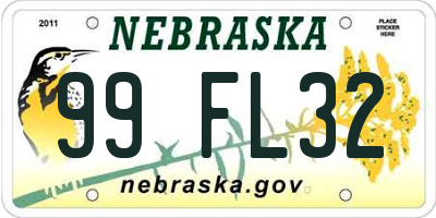 NE license plate 99FL32