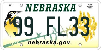 NE license plate 99FL33