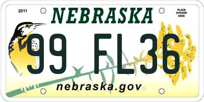 NE license plate 99FL36