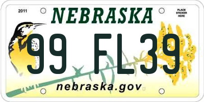 NE license plate 99FL39