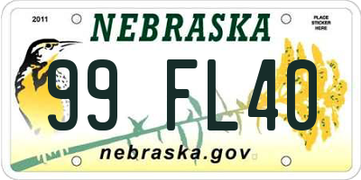 NE license plate 99FL40