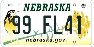 NE license plate 99FL41