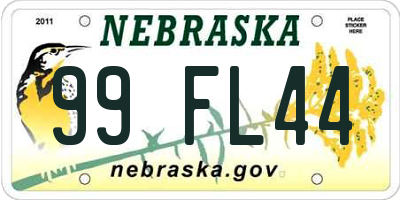 NE license plate 99FL44