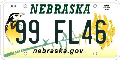 NE license plate 99FL46