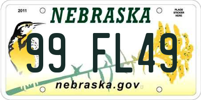 NE license plate 99FL49