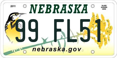 NE license plate 99FL51