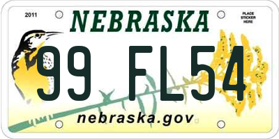 NE license plate 99FL54