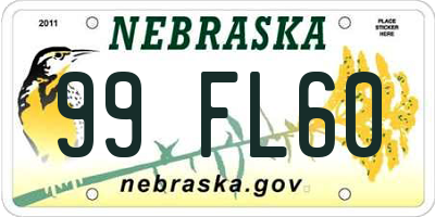 NE license plate 99FL60