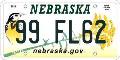 NE license plate 99FL62