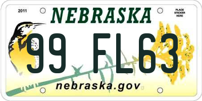 NE license plate 99FL63