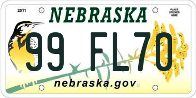 NE license plate 99FL70