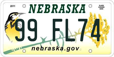 NE license plate 99FL74