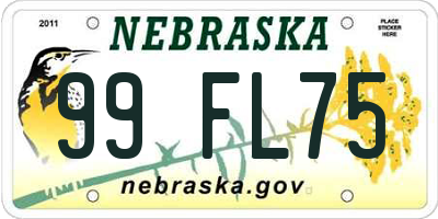 NE license plate 99FL75