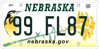 NE license plate 99FL87