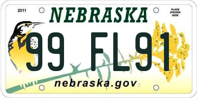 NE license plate 99FL91