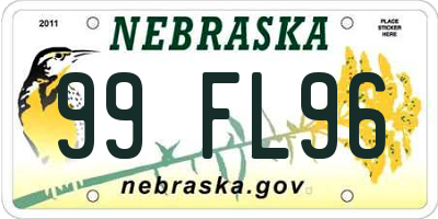 NE license plate 99FL96