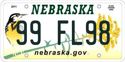 NE license plate 99FL98