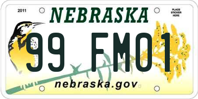 NE license plate 99FM01