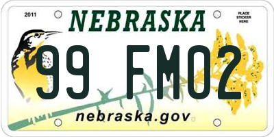 NE license plate 99FM02