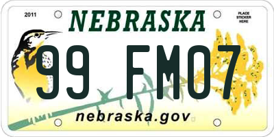 NE license plate 99FM07