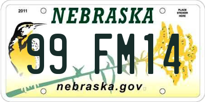 NE license plate 99FM14