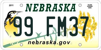 NE license plate 99FM37