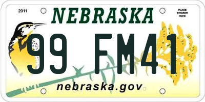 NE license plate 99FM41