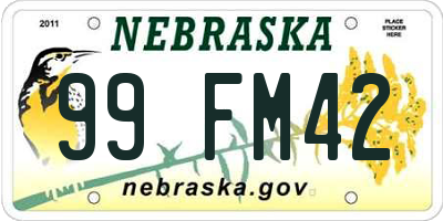 NE license plate 99FM42