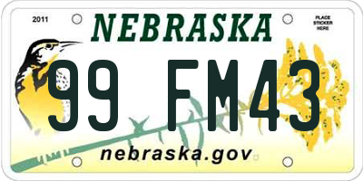 NE license plate 99FM43